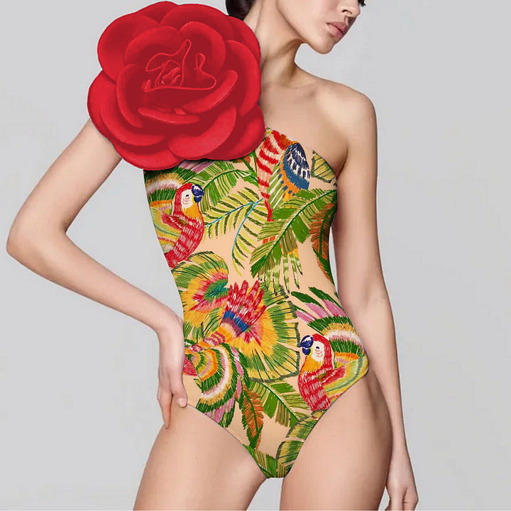 One-piece 3D Big Flower  Swimsuit