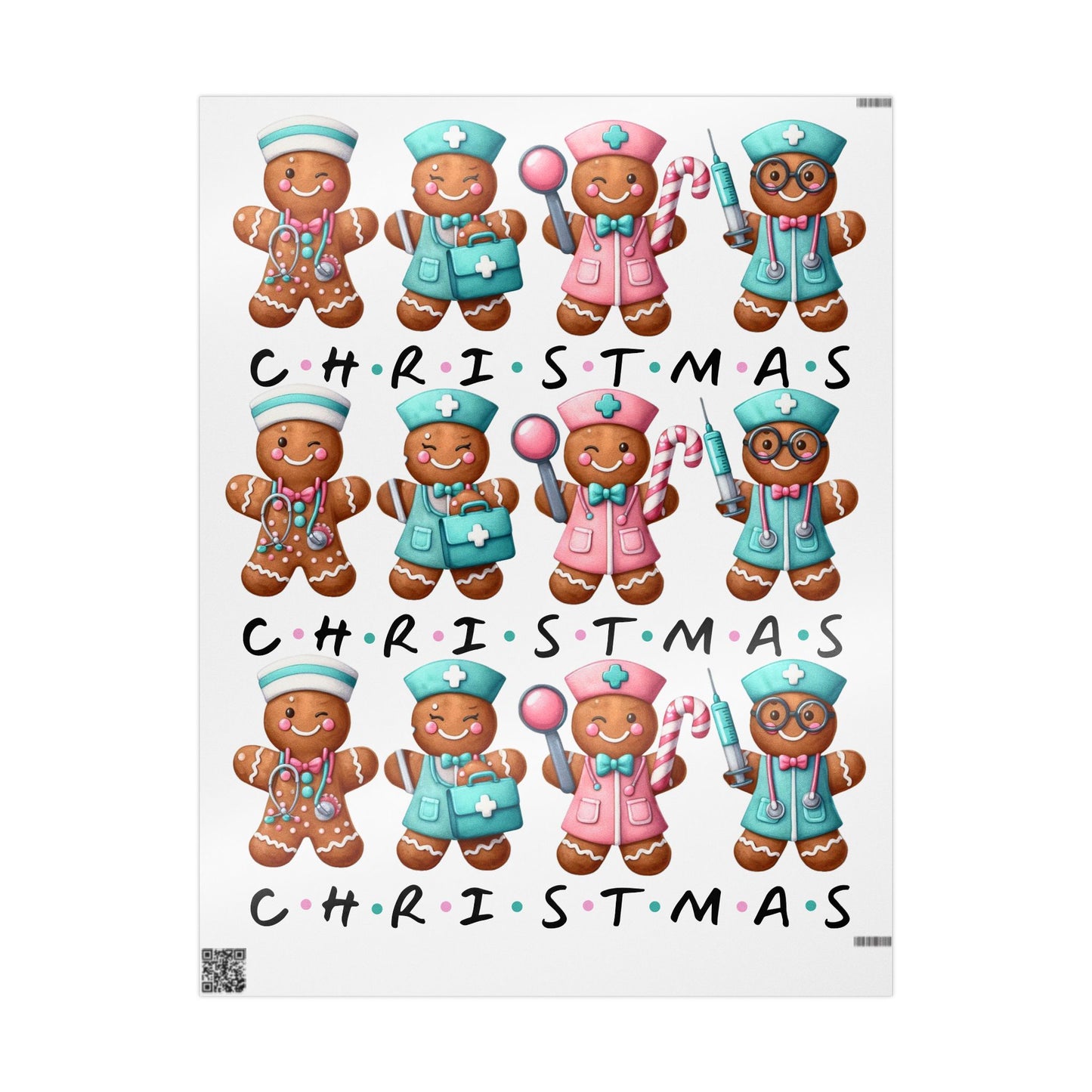 Christmas Gingerbread Nurse Wrapping Paper - Holiday Gift Wrap, Festive Gift Packaging, Santa's Workshop Decor, Unique Present Paper,