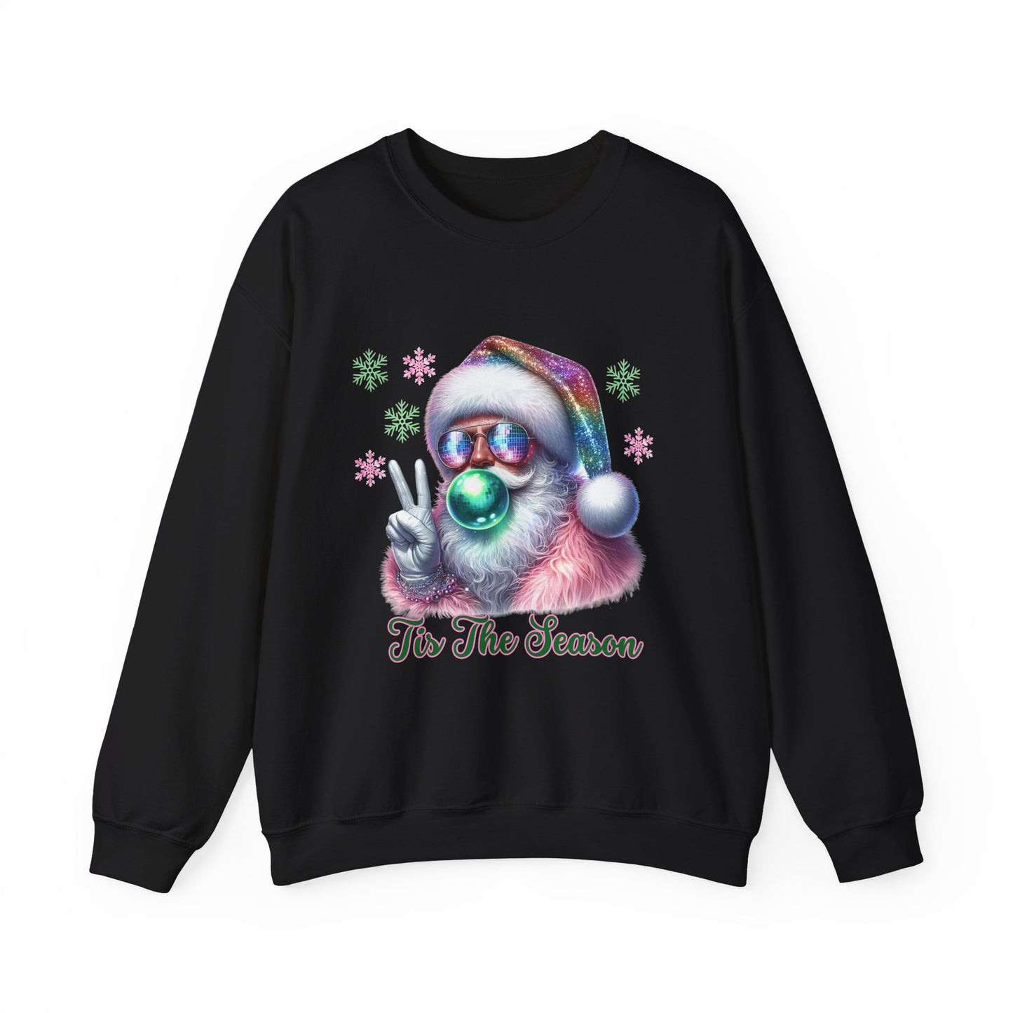 Santa Disco Ball Pink Crewneck Sweatshirt, Christmas Jumper, Holiday Unisex Pullover, Festive Winter Sweater, Xmas Party Top