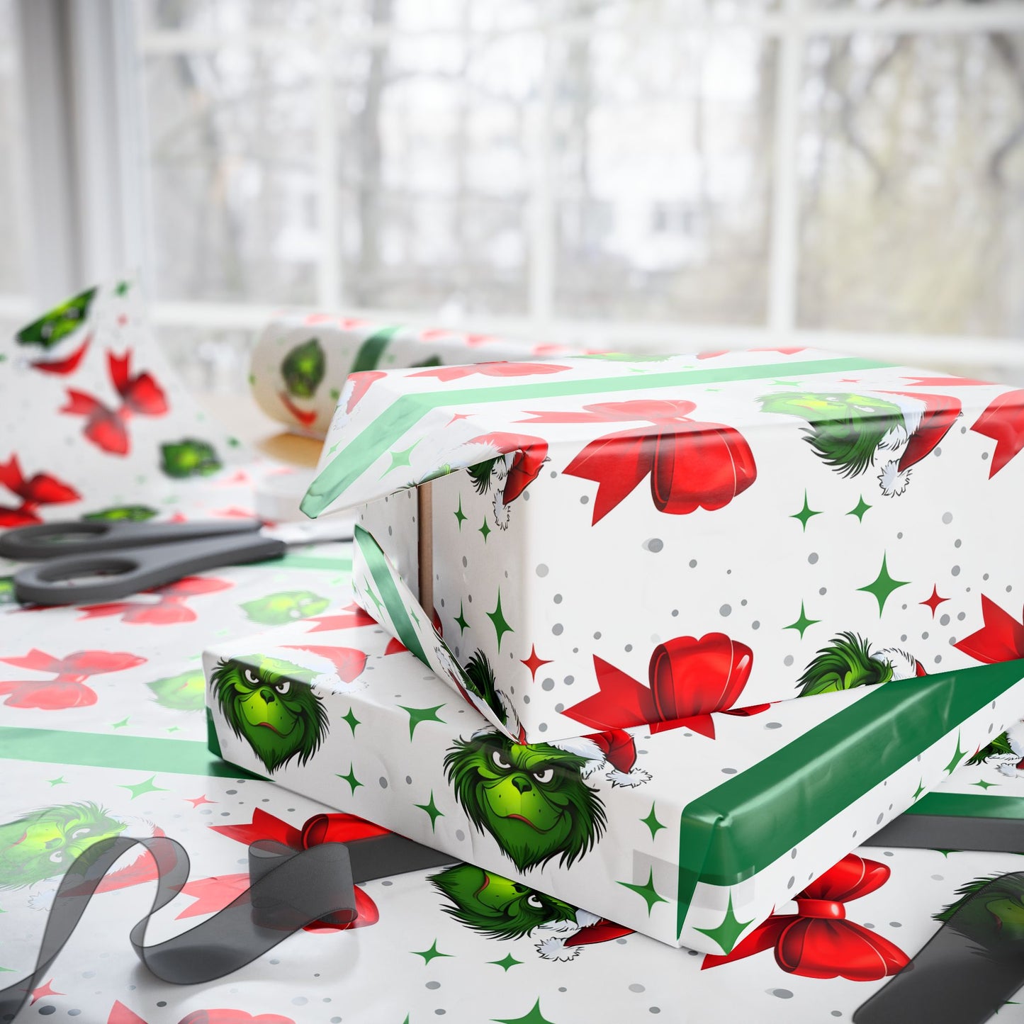 Grinch Wrapping Papers - Holiday Gift Wrap, Christmas, Festive Gift Packaging, Unique Present Paper, Wrapping Sheets, Gift Wrap Roll