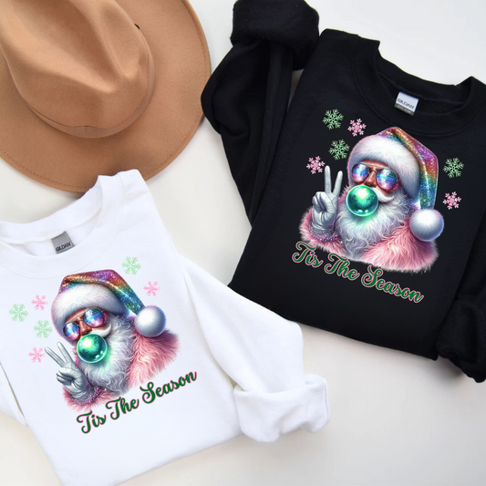 Santa Disco Ball Pink Crewneck Sweatshirt, Christmas Jumper, Holiday Unisex Pullover, Festive Winter Sweater, Xmas Party Top