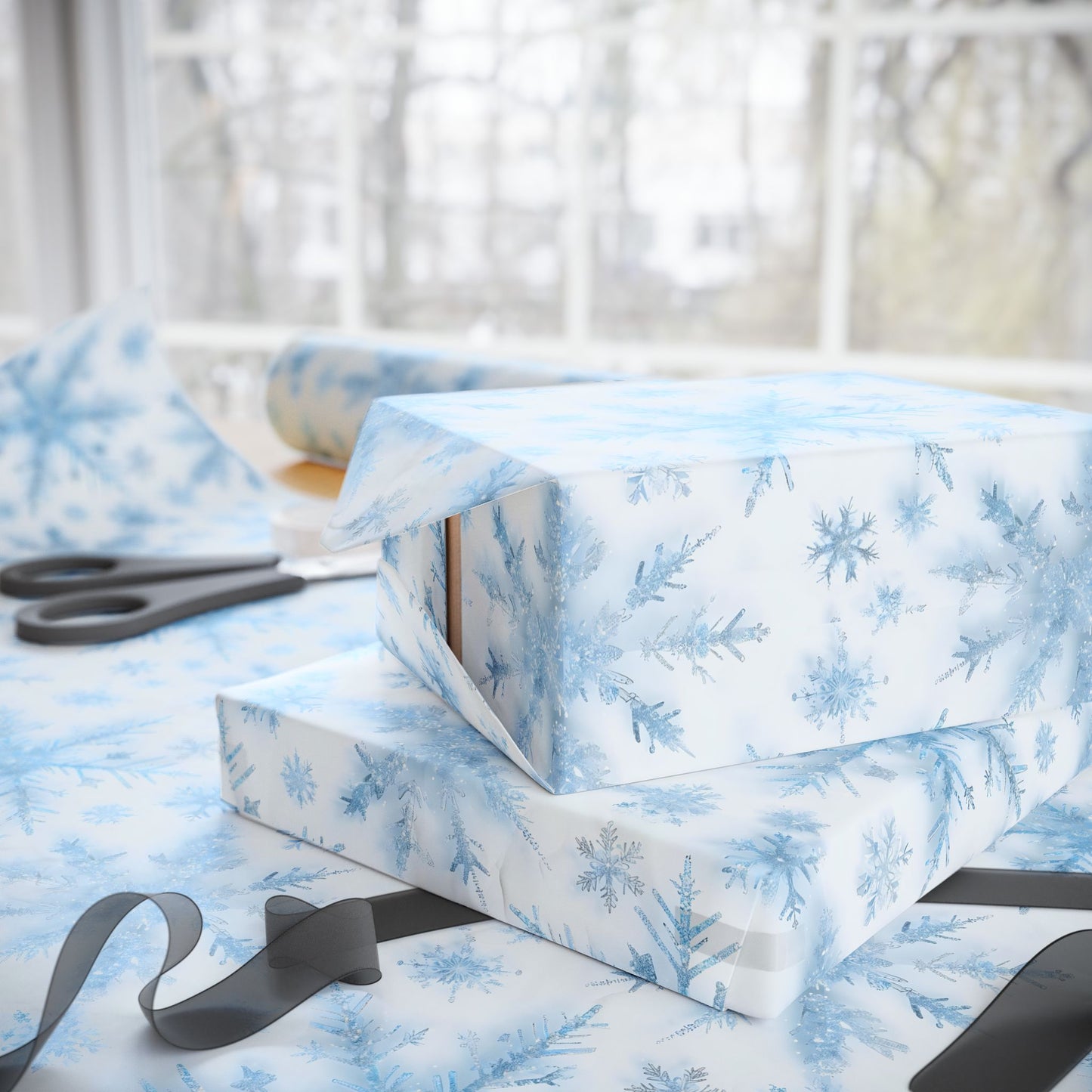 Snowflake Christmas Wrapping Papers - Holiday Gift Wrap, Festive Present Packaging, Winter Theme, Gift Giving Supplies, Seasonal Wrapping