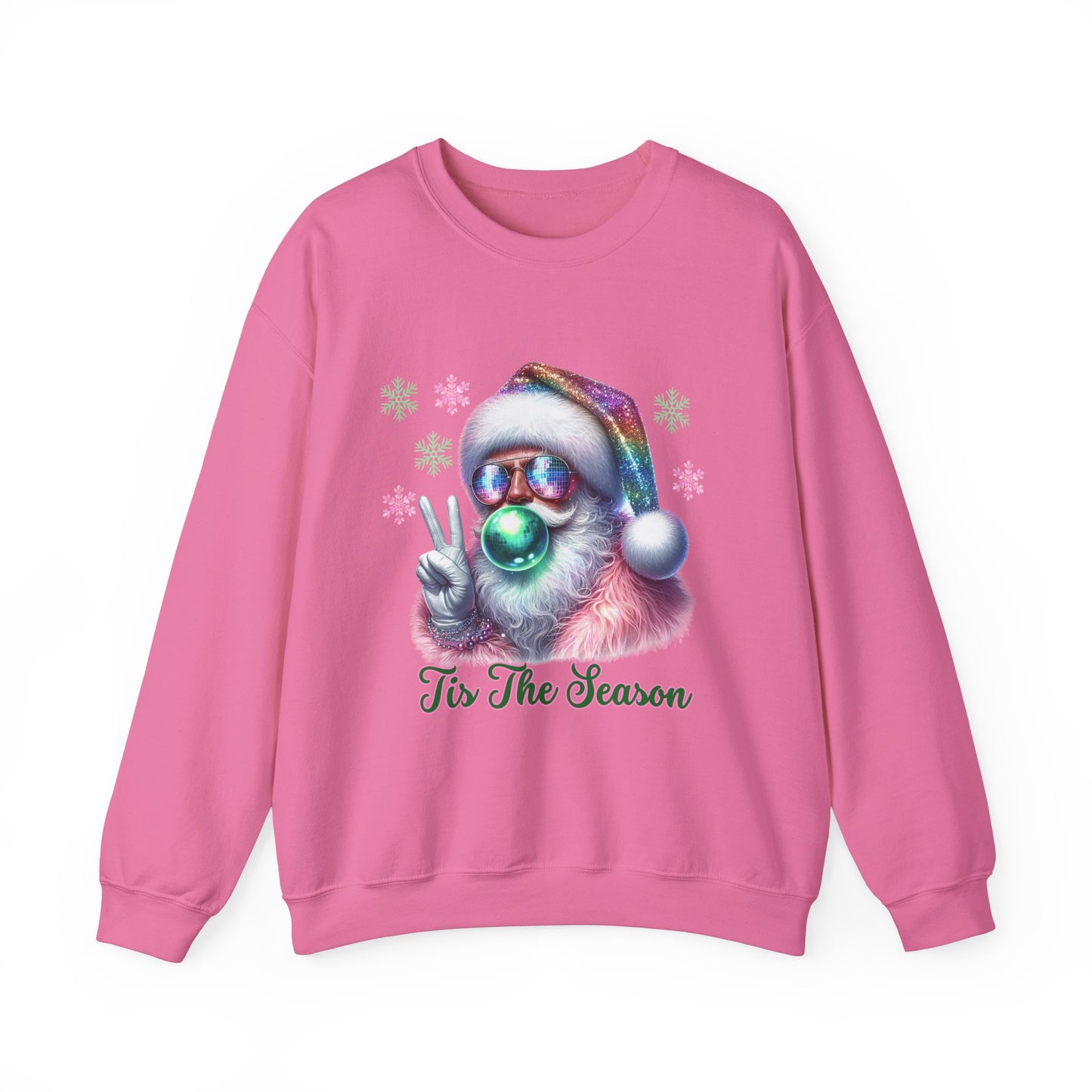 Santa Disco Ball Pink Crewneck Sweatshirt, Christmas Jumper, Holiday Unisex Pullover, Festive Winter Sweater, Xmas Party Top