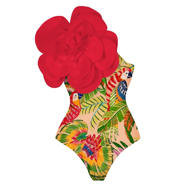 One-piece 3D Big Flower  Swimsuit
